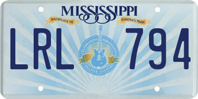 MS license plate LRL794