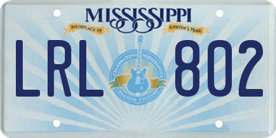 MS license plate LRL802