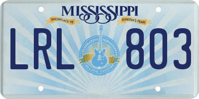 MS license plate LRL803