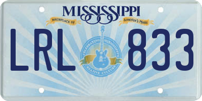 MS license plate LRL833