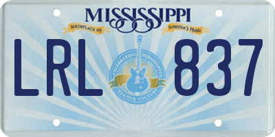 MS license plate LRL837