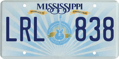 MS license plate LRL838