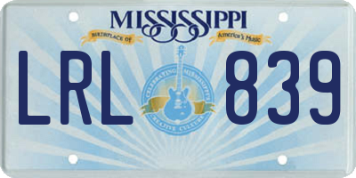 MS license plate LRL839