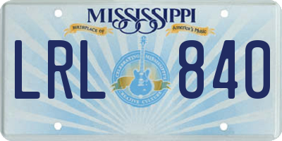 MS license plate LRL840