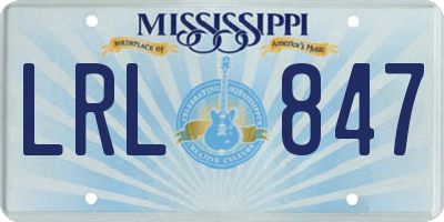 MS license plate LRL847