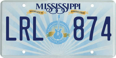 MS license plate LRL874
