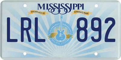 MS license plate LRL892