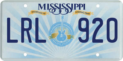 MS license plate LRL920