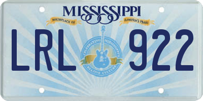 MS license plate LRL922