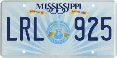 MS license plate LRL925