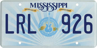 MS license plate LRL926