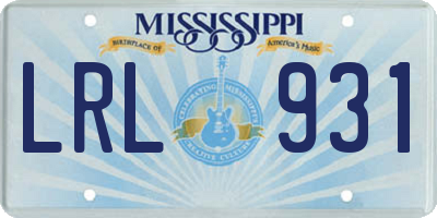 MS license plate LRL931