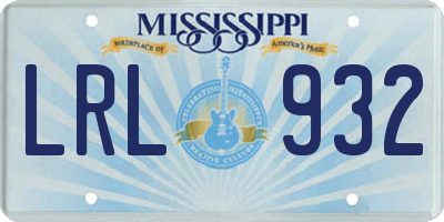 MS license plate LRL932