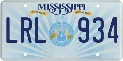 MS license plate LRL934
