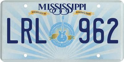 MS license plate LRL962