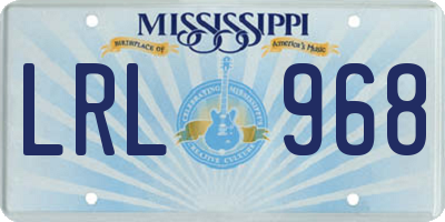 MS license plate LRL968