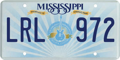 MS license plate LRL972