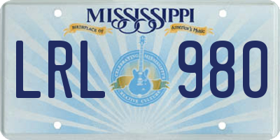 MS license plate LRL980