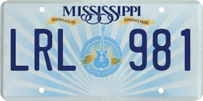 MS license plate LRL981