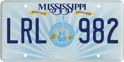MS license plate LRL982
