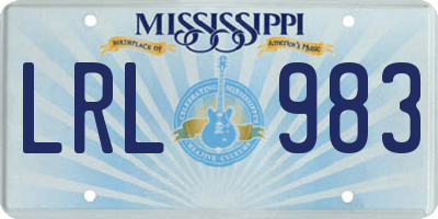 MS license plate LRL983