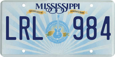 MS license plate LRL984