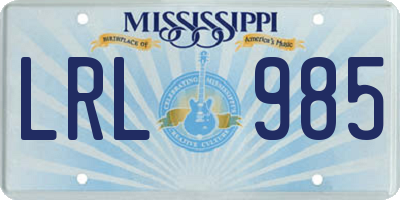 MS license plate LRL985