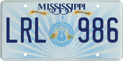 MS license plate LRL986