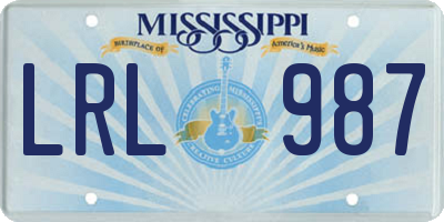 MS license plate LRL987