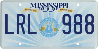 MS license plate LRL988