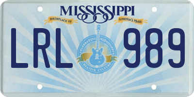 MS license plate LRL989