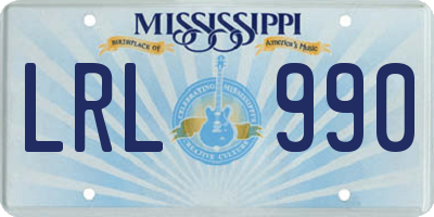 MS license plate LRL990