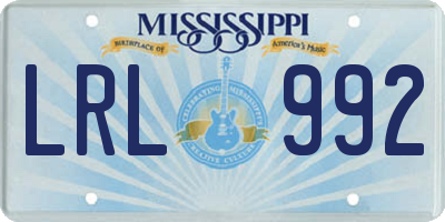 MS license plate LRL992