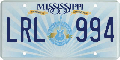 MS license plate LRL994
