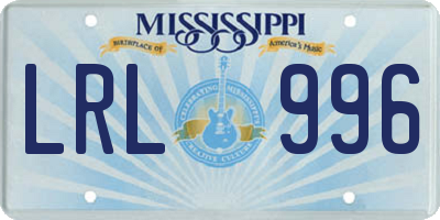 MS license plate LRL996
