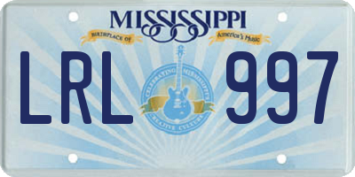 MS license plate LRL997