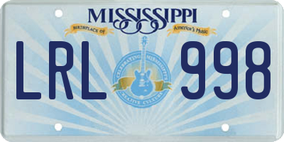 MS license plate LRL998