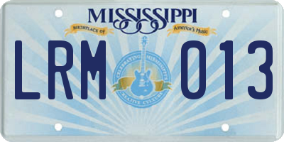 MS license plate LRM013