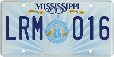 MS license plate LRM016