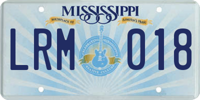 MS license plate LRM018