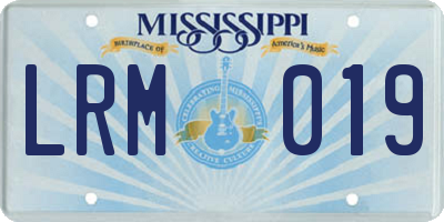 MS license plate LRM019