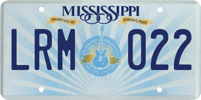 MS license plate LRM022