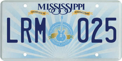 MS license plate LRM025