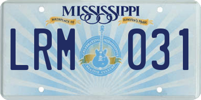MS license plate LRM031