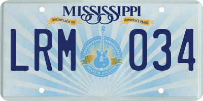 MS license plate LRM034