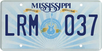 MS license plate LRM037