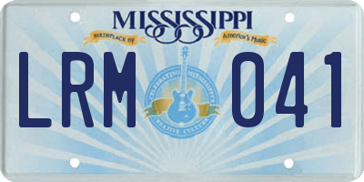 MS license plate LRM041