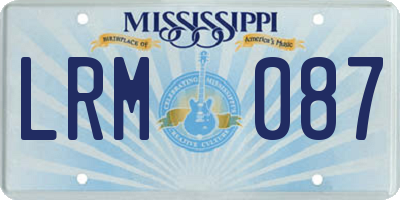 MS license plate LRM087