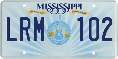 MS license plate LRM102