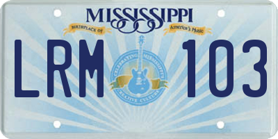 MS license plate LRM103